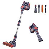 Aspiradora inalámbrica y sin bolsa JASHEN D18, escoba eléctrica liviana de 250 W, tiempo de funcionamiento de 30 min, 3 modos, estación recargable, para pisos, alfombras, pelo de mascotas, muebles y en el automóvil